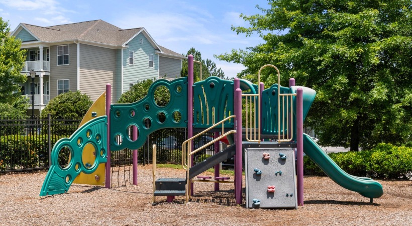 a playground with a slide